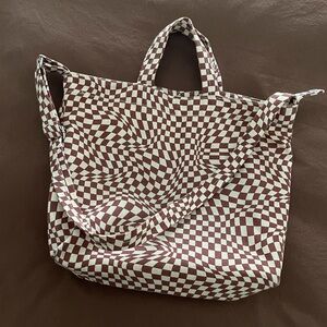 Baggu Horizontal Duck Bag in Maroon Trippy Check